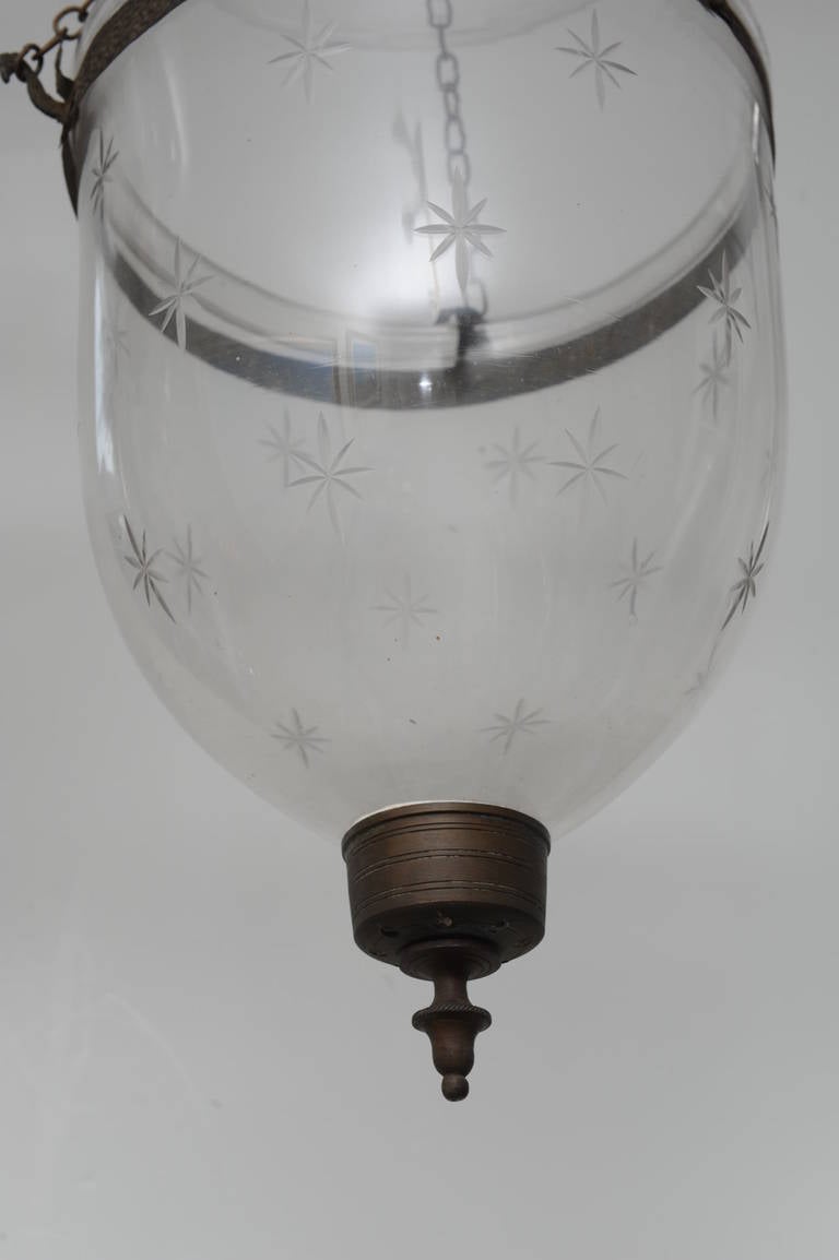 British Late 19th Century English Bell Jar, Electrified Hall Lantern