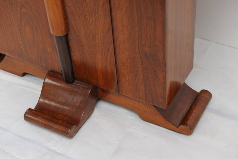 Deco Period Teak, Mahogany and Rosewood Console Table In Good Condition In Nantucket, MA