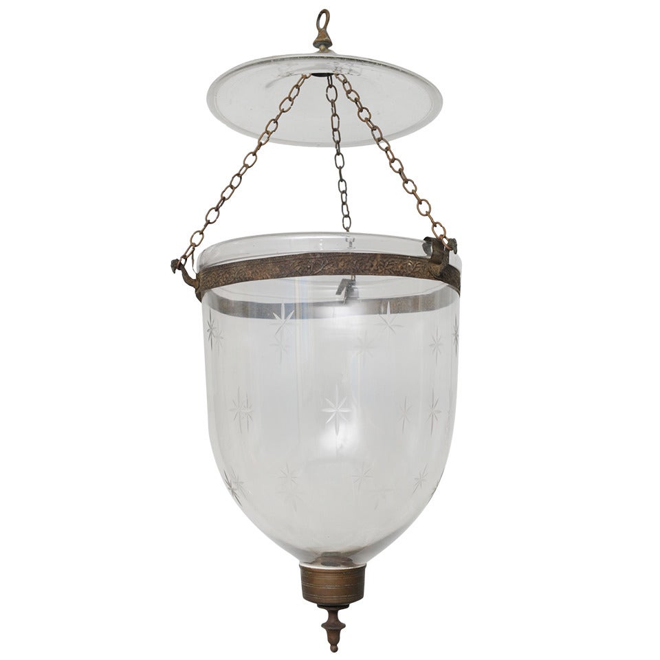 Late 19th Century English Bell Jar, Electrified Hall Lantern