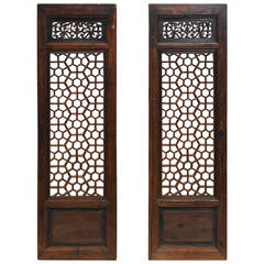 19th Century Chinese Camphor and Spruce Window Panels