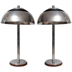 Pair of Nautical Antique Chrome Ship's Table Lamps