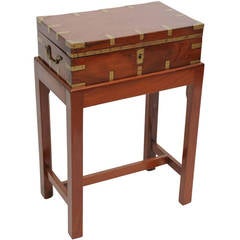 Late 19th Century Mahogany British Campaign Officer's Chest on Custom Stand