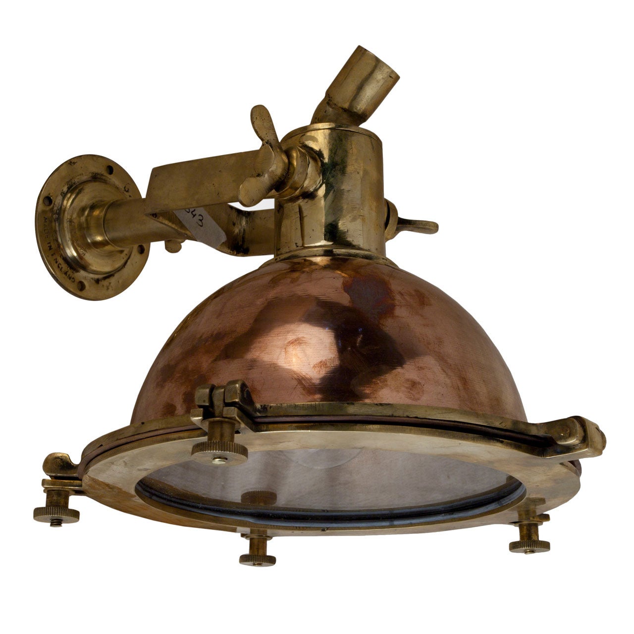 Nautical Copper and Brass Deck Light, used as a Pendant or Sconce