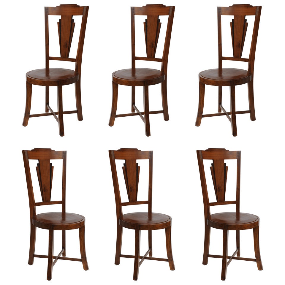 Set of 6 Art Deco Period Dining Chairs