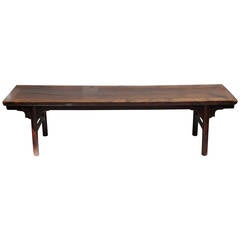 19th C. Chinese Spruce Bench with Origina Laquer