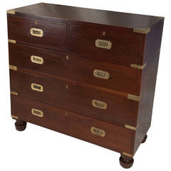 Petite British Campaign Rosewood Chest of Drawers, Early 1900s