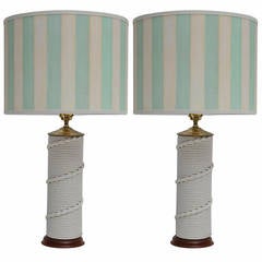 Pair of Nautical Rope Work Table Lamps