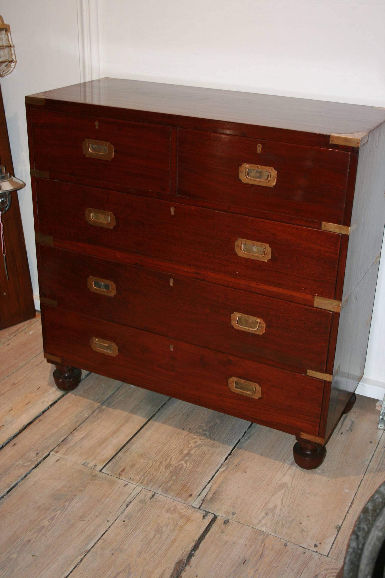Petite British Campaign Rosewood Chest of Drawers, Early 1900s In Good Condition In Nantucket, MA