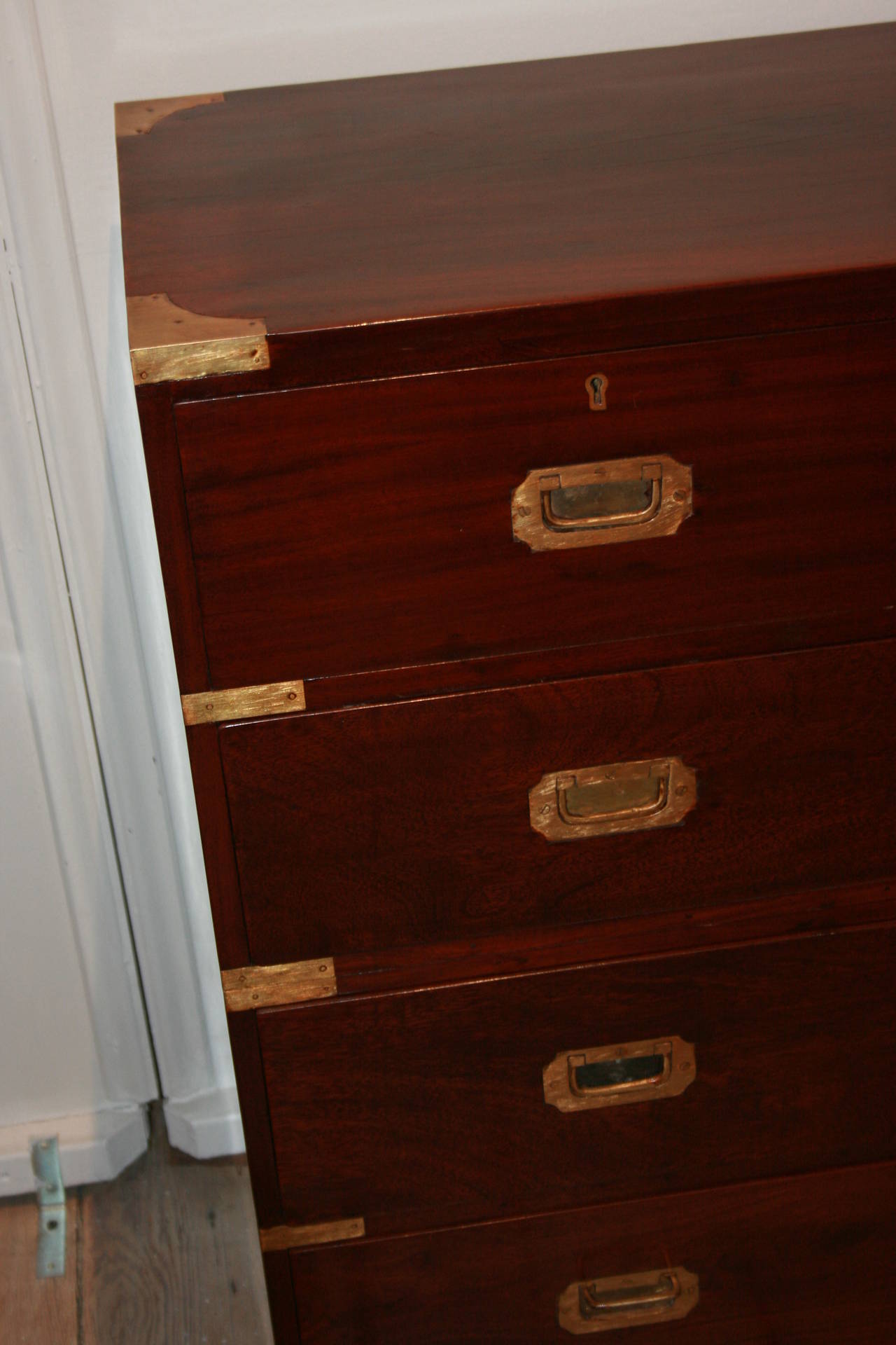Petite British Campaign Rosewood Chest of Drawers, Early 1900s 2