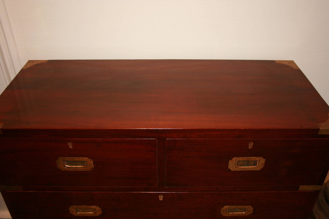 20th Century Petite British Campaign Rosewood Chest of Drawers, Early 1900s