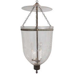 Antique Late 19th C. English Bell Jar Hall Lantern, Electrified