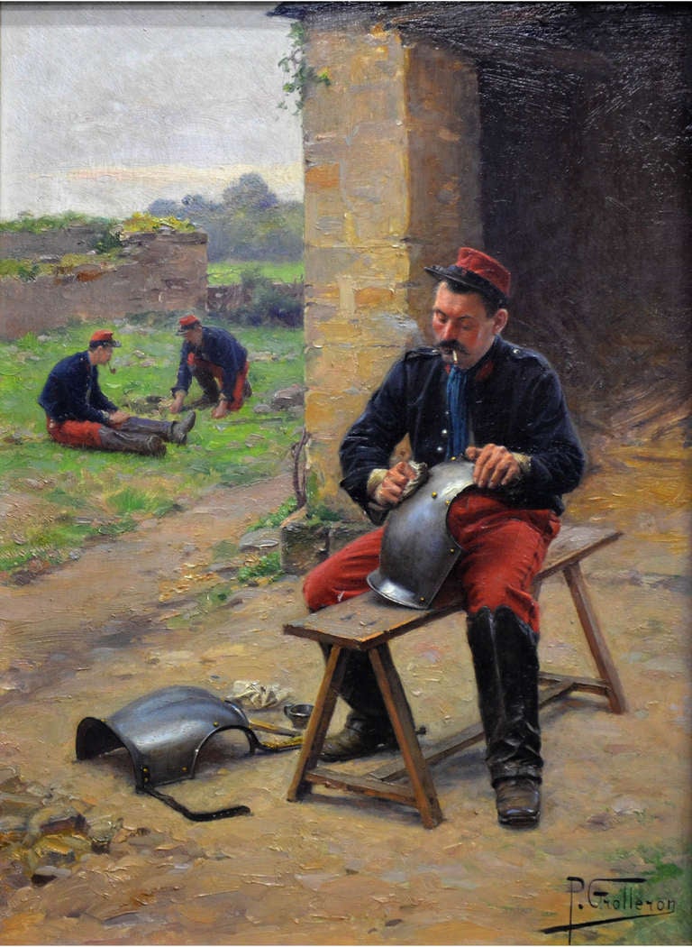 French Soldier Cleaning his Armor