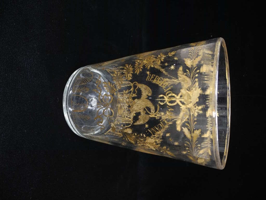 19th Century Crystal Vase with Mexican National Emblem For Sale