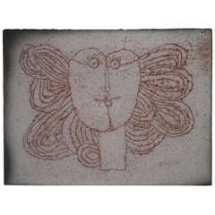 Einzigartiger dekorativer Teller von Roger Capron, Vallauris, um 1990
