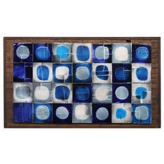 Roger Capron Ceramic Wall Panel - "Planete in Blue" Vallauris circa 1960