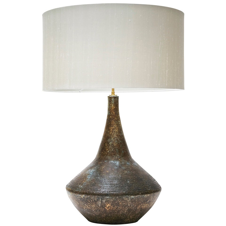 Base de lampe de table en céramique signée par Les 2 Potiers