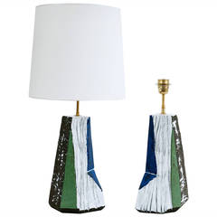 Large Sculptural Pair of Ceramic Lamp Bases by Salvatore Parisi Large Sculptural Pair of Ceramic Lamp Bases by Salvatore Parisi