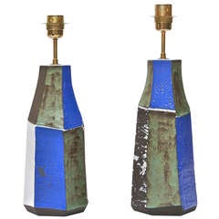 Pair Of Ceramic Lamp Bases By Salvatore Parisi