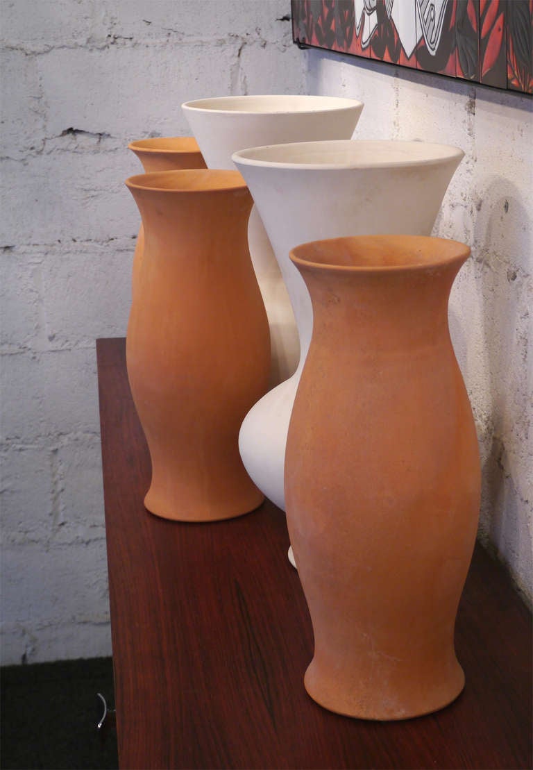 Mid-Century Modern 5 Big Terracotta Vases By La Roue - Vallauris - France - circa 1970