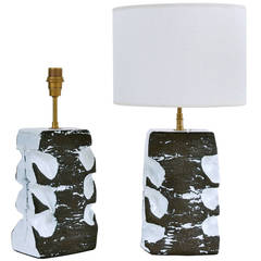 Pair of Ceramic Lamp-Bases Signed by Salvatore Parisi