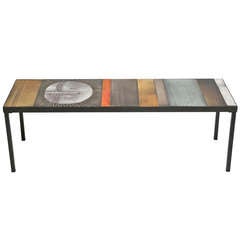 Glazed Lava Tile-Top Coffee Table by Roger Capron