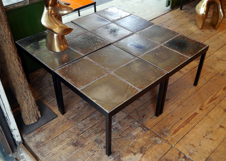 1960's Italian Glazed Lava Low Table