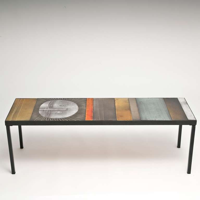 Glazed Lava Tile-Top Coffee Table by Roger Capron