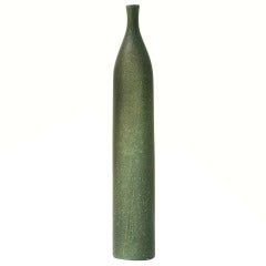 Vintage A Tall Ceramic Bottle Signed by Les deux Potiers