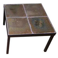 1960's Italian Glazed Lava Low Table