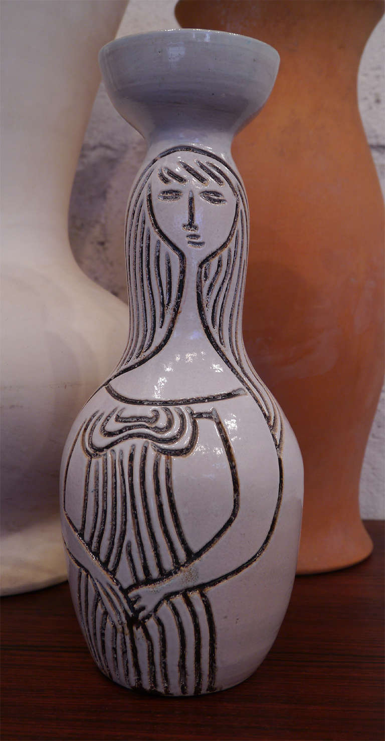 Double Faced Vase by Accolay, France, circa 1950 For Sale 3