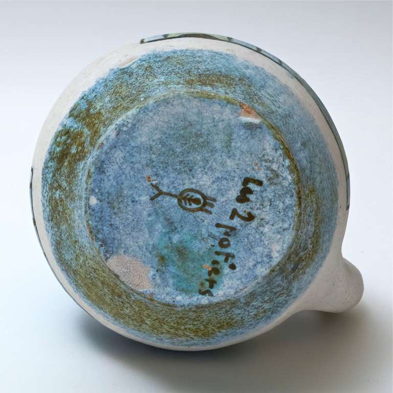 Important Ceramic Pitcher or Vase, Signed by Les deux Potiers 1