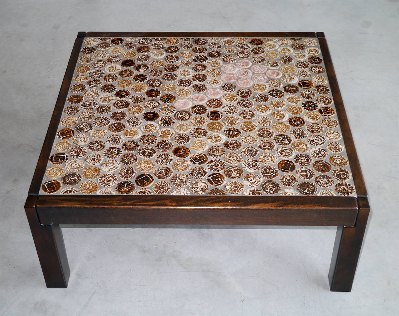 Modern Rare Squared Low Table by Roger Capron, circa 1970