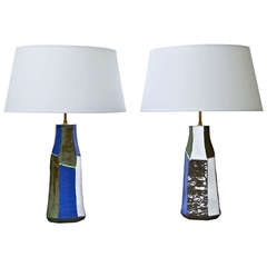Pair of Ceramic Table Lamps by Salvatore Parisi