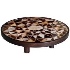 Rare Round Low Table by Roger Capron, circa 1970