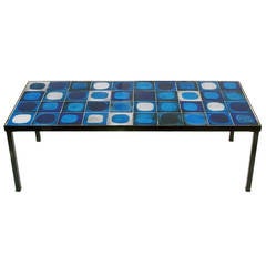 Glazed Tile Coffee Table Signed by Roger Capron