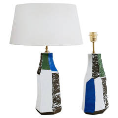 Pair of Ceramic Lamp Bases Signed by Salvatore Parisi