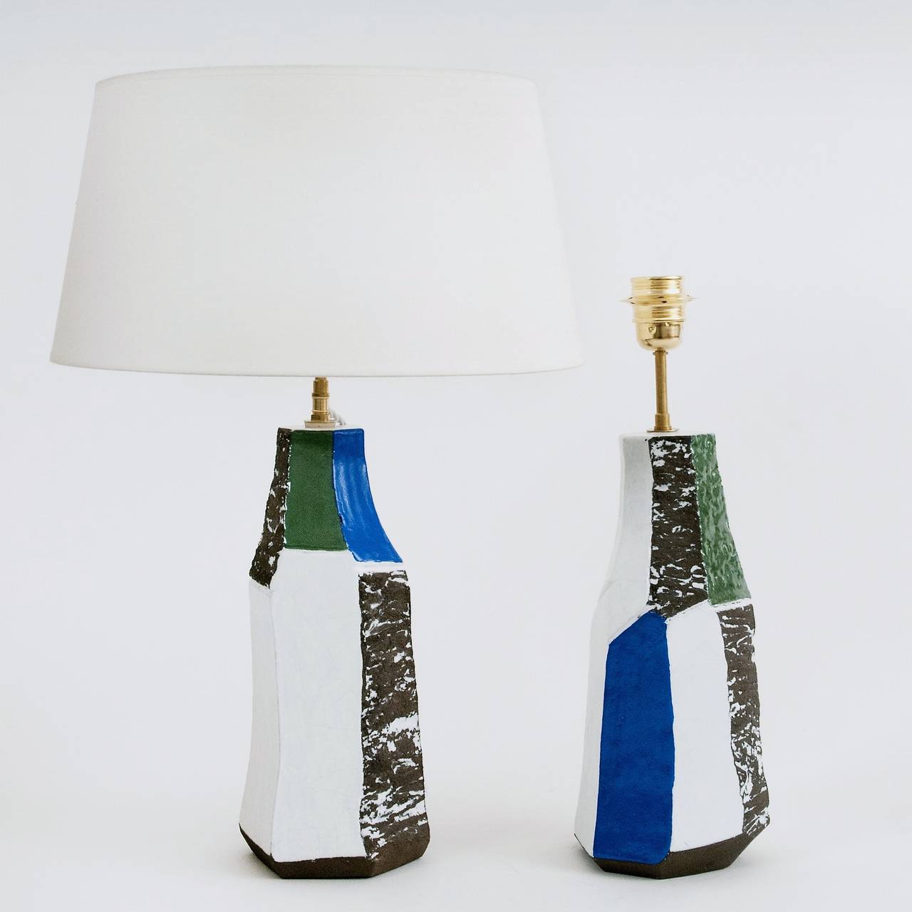 Pair of Ceramic Lamp Bases Signed by Salvatore Parisi at 1stDibs