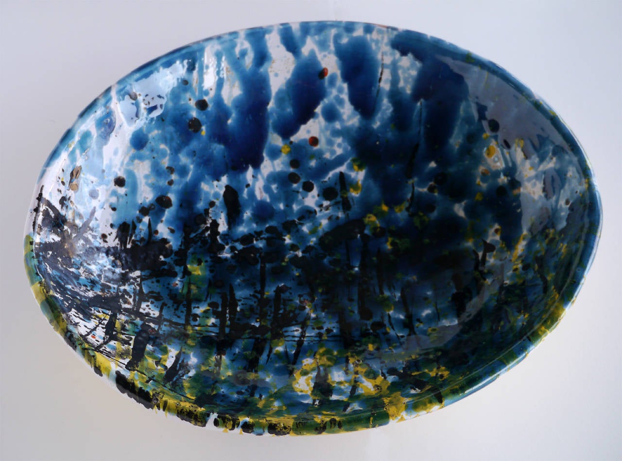 Glazed Spectacular Ceramic Bowl by Jean Megard, Biot 1957