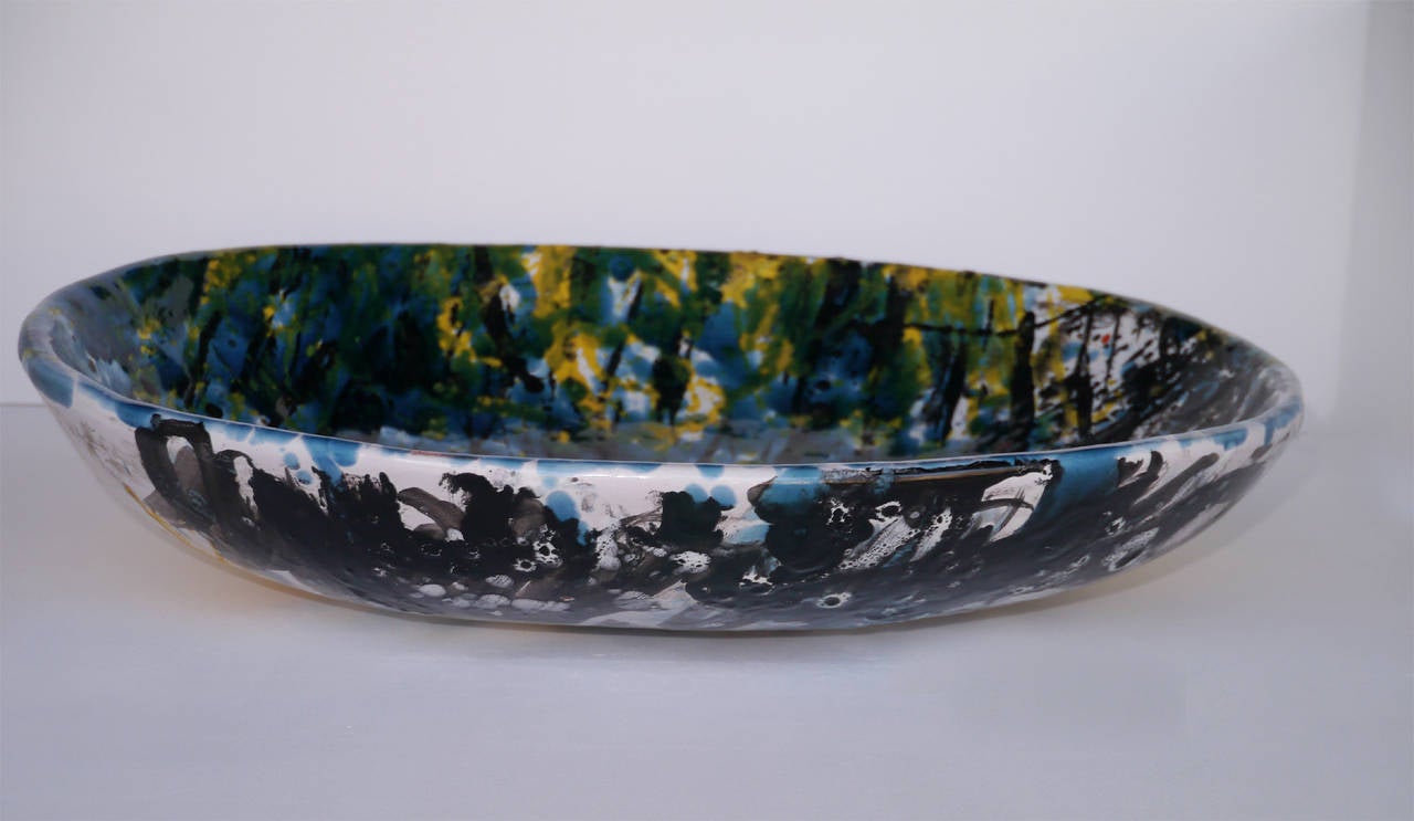 French Spectacular Ceramic Bowl by Jean Megard, Biot 1957
