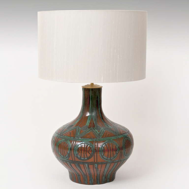 Mid-Century Modern Rare Ceramic Table Lamp by Roger Capron