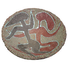 Large Massive Round Dish by Accolay, France circa 1960 11