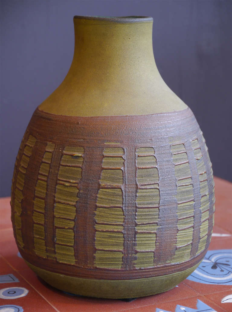 Mid-Century Modern Round Vase by Accolay, France circa 1960