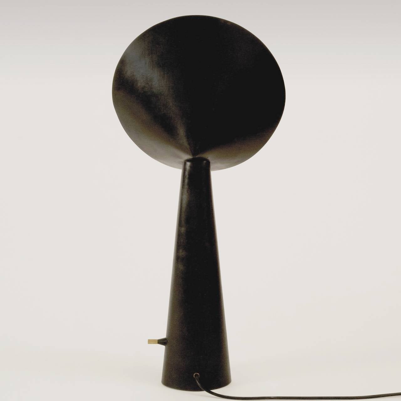 French Large Brass Table Lamp with Gilded Reflector