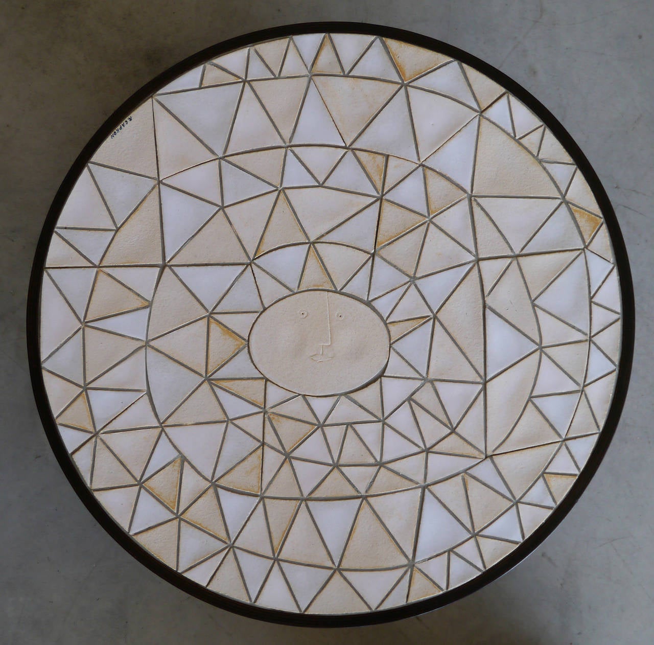 Modern Rare Round Low Table by Roger Capron, circa 1970s