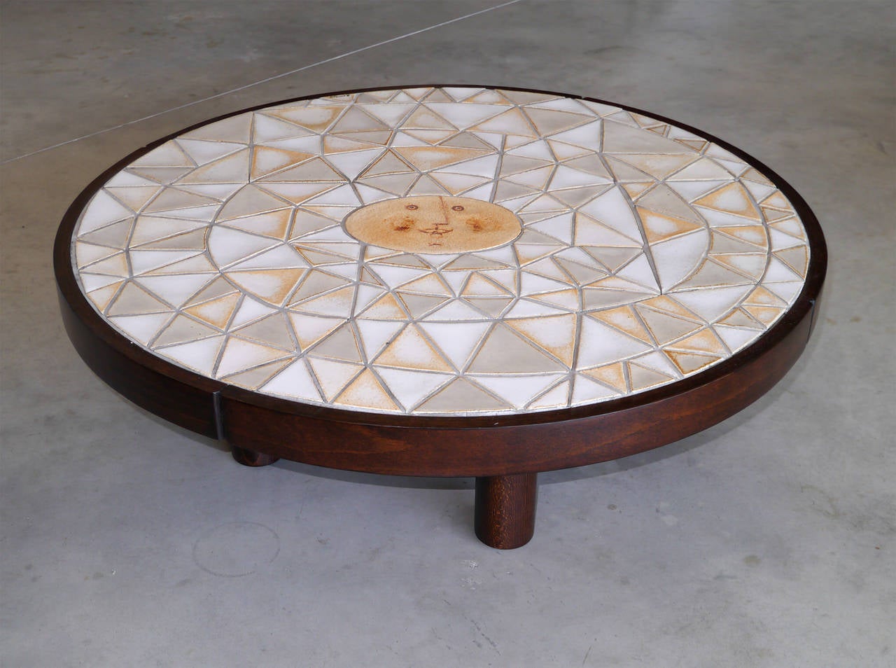 Rare Round Low Table by Roger Capron, circa 1970s 2