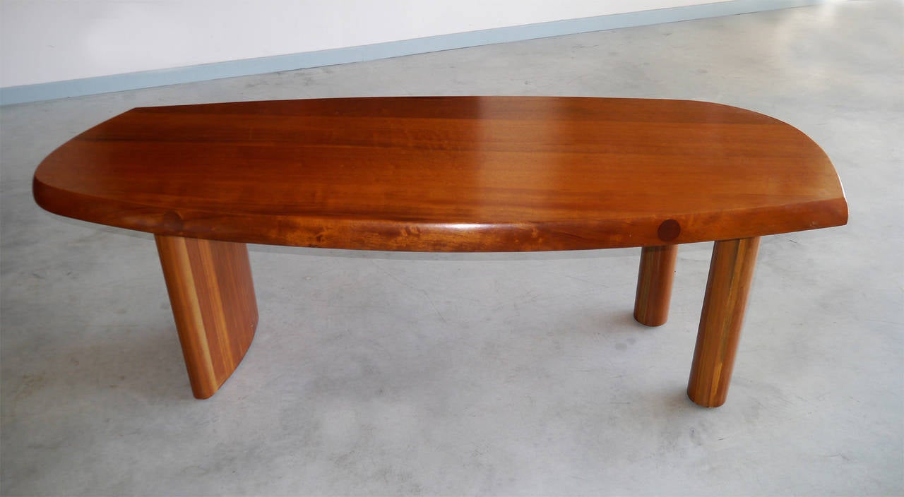 Free-Form Table in Solid Makore Wood, France, circa 1950 For Sale 4