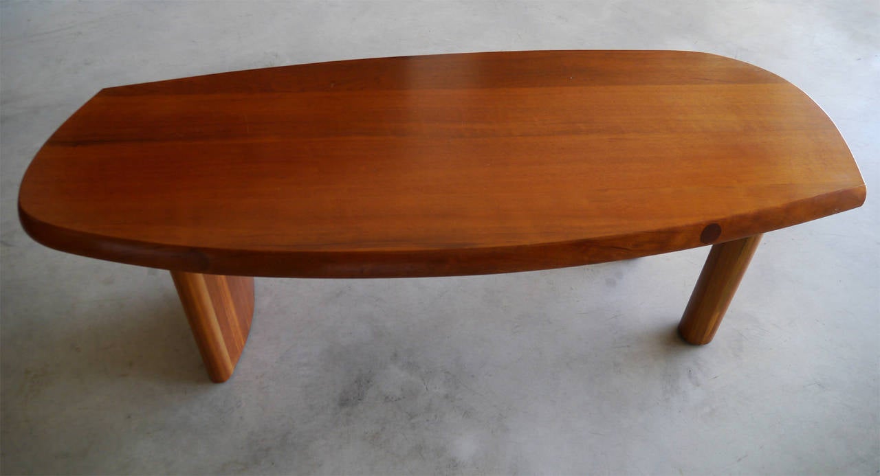 Mid-20th Century Free-Form Table in Solid Makore Wood, France, circa 1950 For Sale