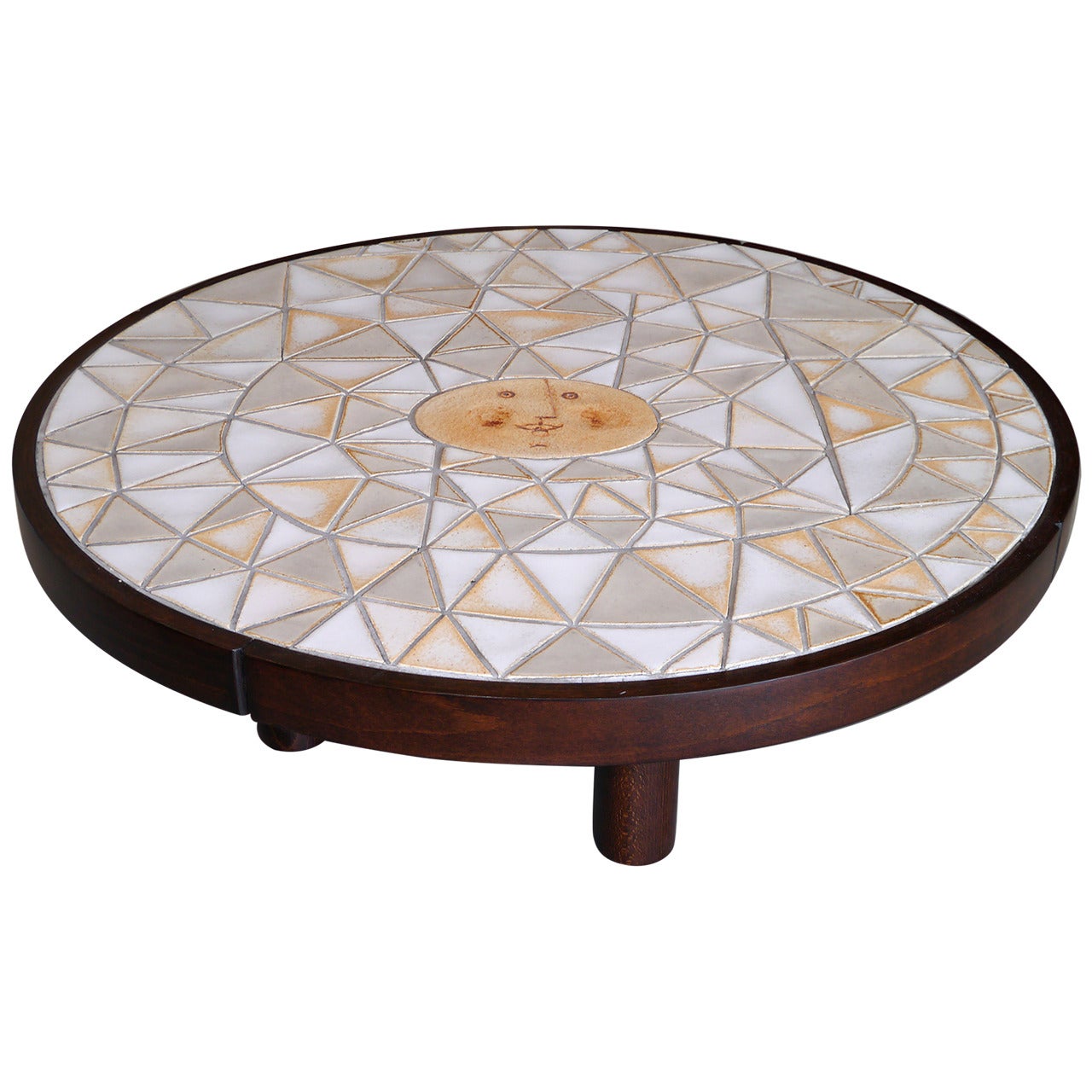 Rare Round Low Table by Roger Capron, circa 1970s