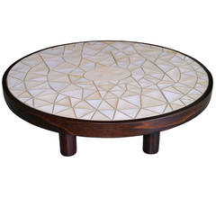 Rare Round Low Table by Roger Capron, circa 1970s