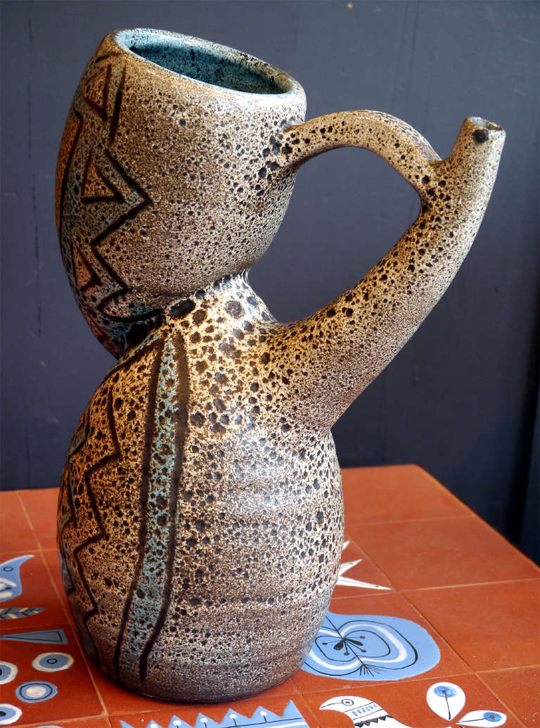 French Biomorphic Vase by Accolay, France, circa 1960 For Sale